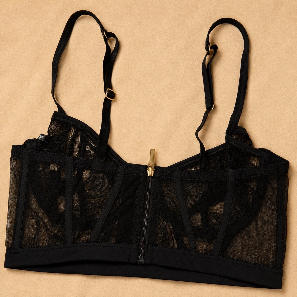 Cosabella Sardegna Embroidered Underwire Longline Bra Black - Size 32C / NWT - Picture 4 of 7